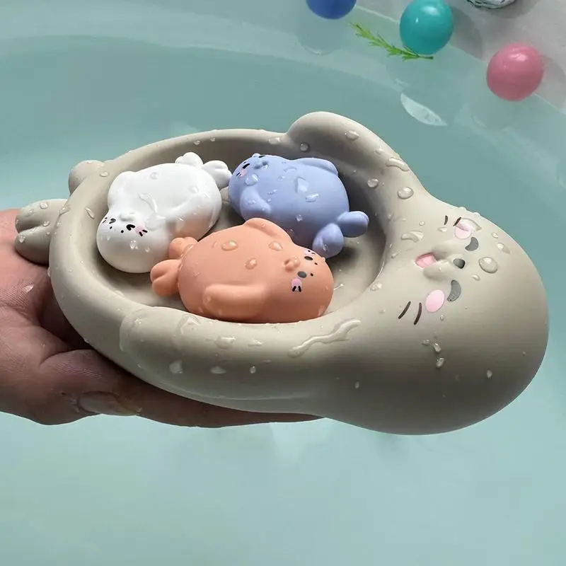 몰드 없는 목욕 장난감 4개, 욕조 물놀이 장난감, 유아 교육용 동물 모양 학습 활동, 유치원 남아 및 여아용
