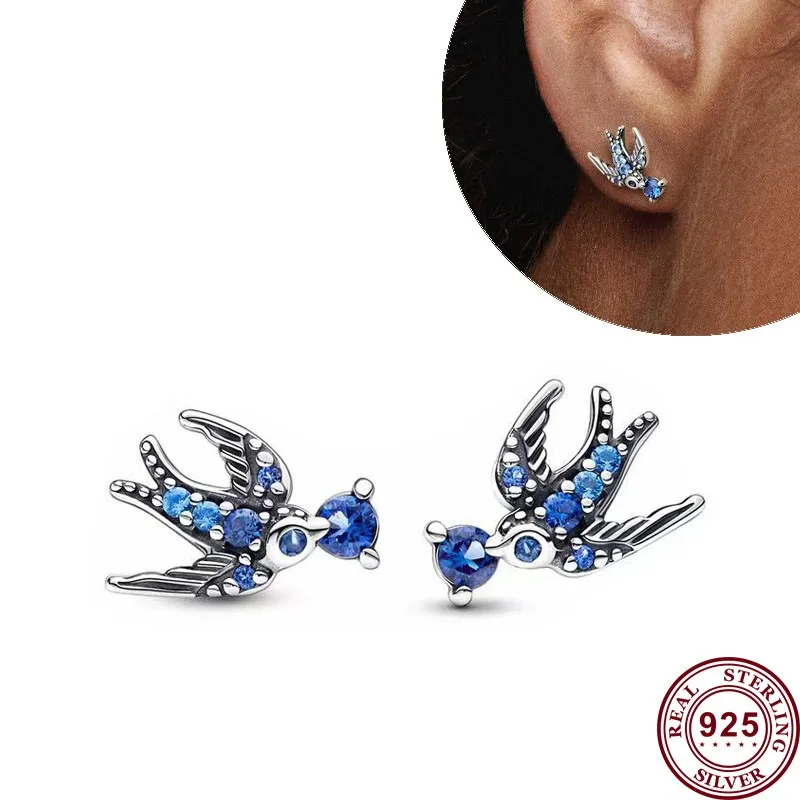 Boucles d'oreilles goutte d'eau en argent regardé 925 pour femme, bijoux de charme bricolage, flocon de neige, coeur d'amour, logo, fête des mères, savoir à chaud, original