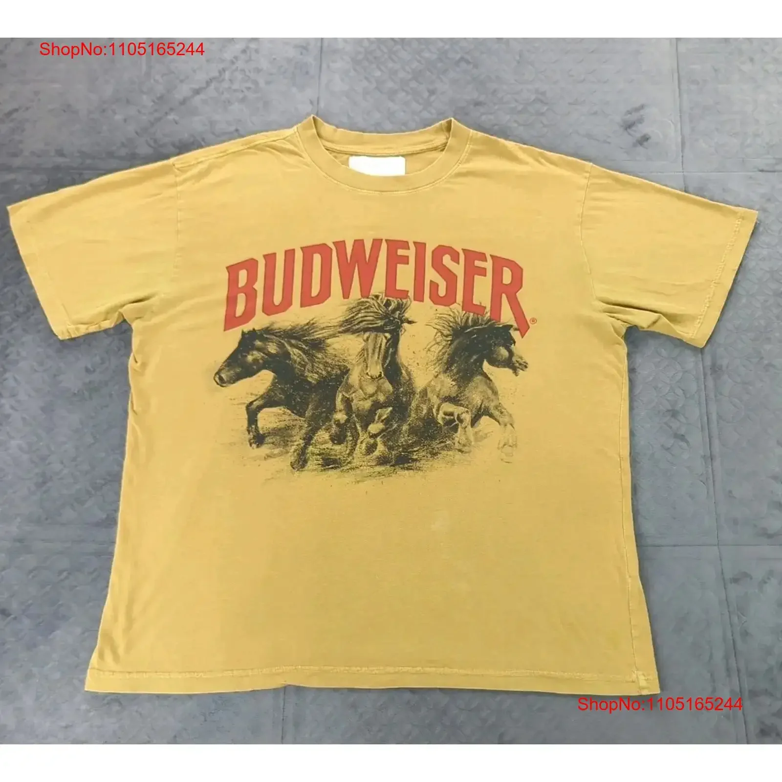 Budweiser x PacSun camiseta Clydesdale caballos amarillo hombres grande vintage lavado transpirable Unisex homme moda cómoda