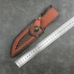 Vintage Striped Cowhide Faux Leather Knife Sheath - Waterproof, Locking Design for Camping and Hunting ( Knife Not Included)