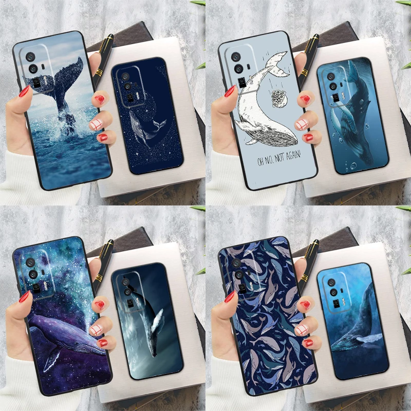 Beautiful Blue Whale Painting Case For Xiaomi 14T Pro 13T 12T 11T 13 14 Ultra POCO F6 Pro M6 M5s F3 F5 X3 X5 X6 Pro Cover