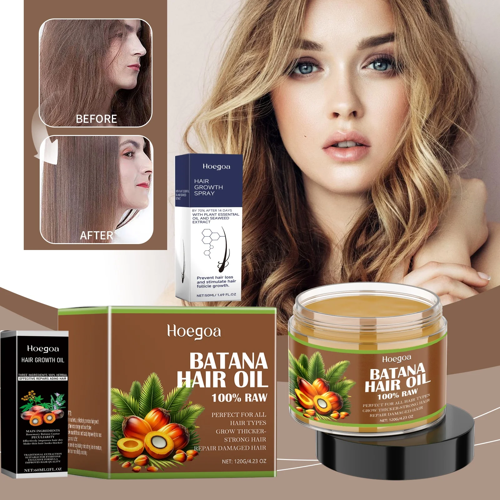 

Hoegoa Batana Hair Care 3 Piece Set Nourishing Scalp Massage Treatment Hydrating Repair Hydrating Hair Care Softening Essence