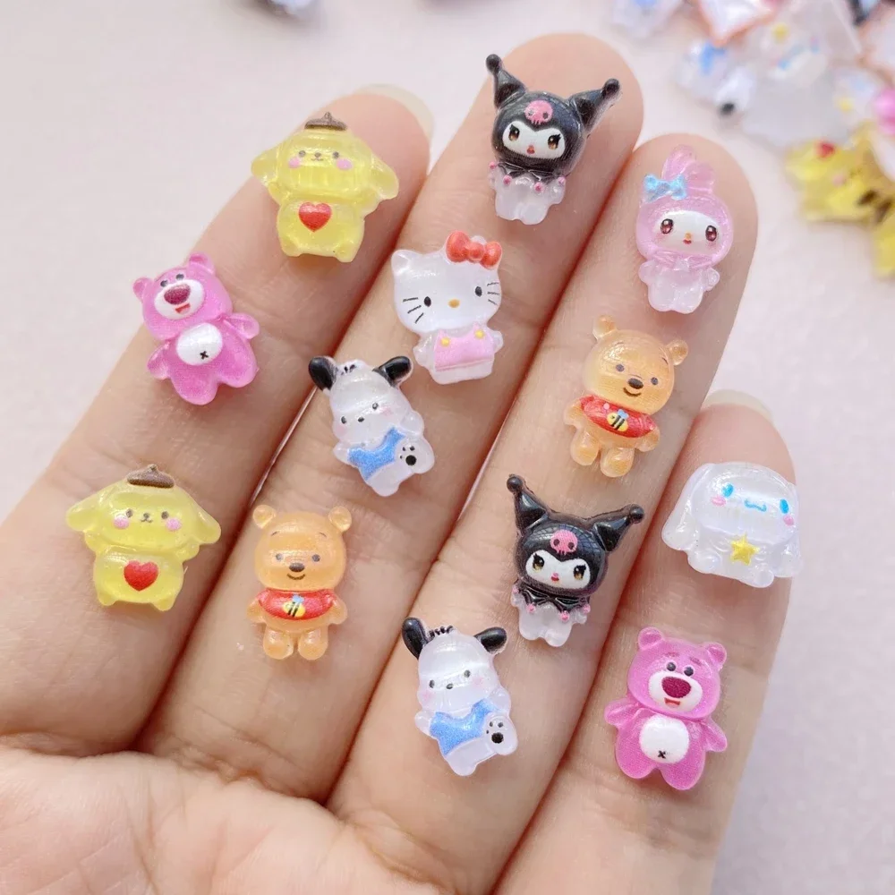 50 pcs Hars Mini Cartoon Animals Cats, Puppies, Rabbits Steentjes Beeldjes Nail Art Haarspeld Diy Plakboek Accessoires Ambachten