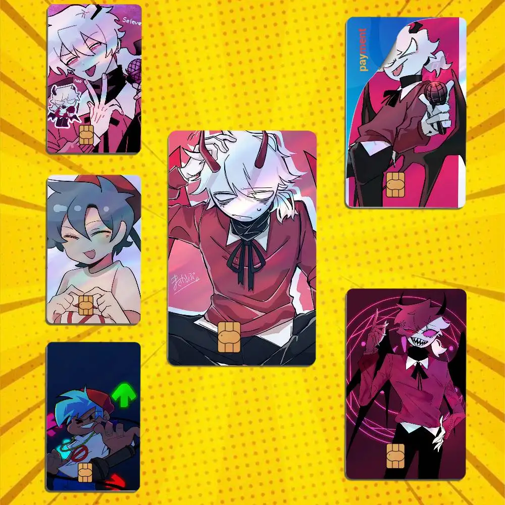 Art game Selever Boyfriend FNF Laser shimmer Credit Card Skin Party Stickers For Visa Bank Card Bus Metro Access Card Pvc