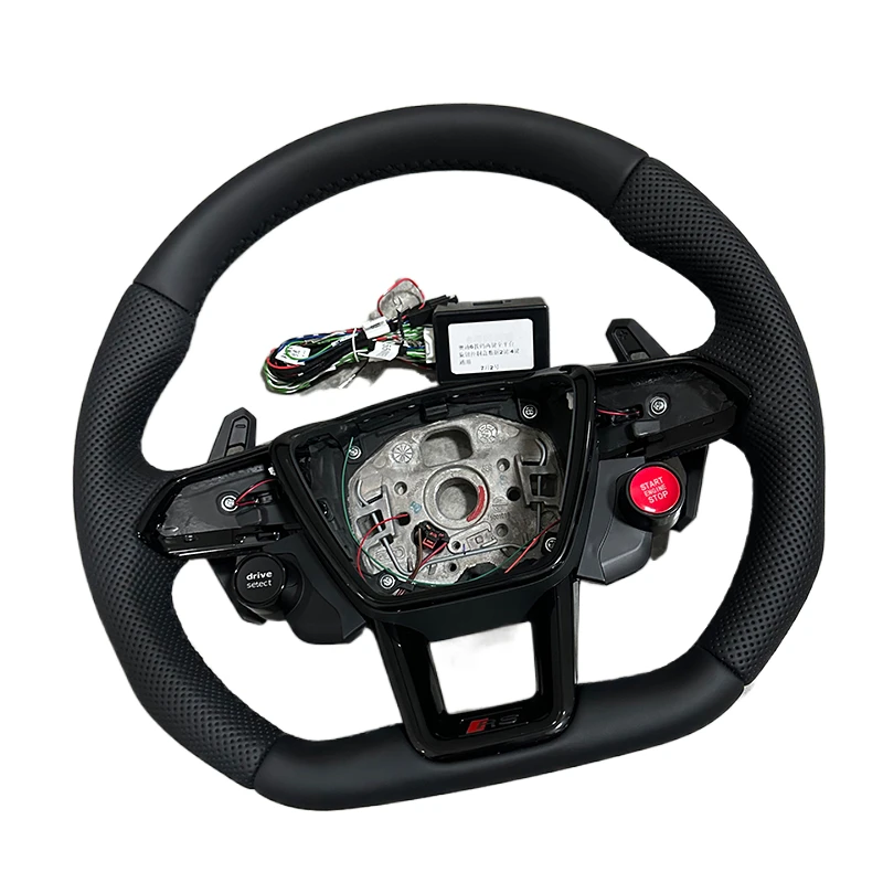 Fitment Steering Wheel forA6 S6 RS6 A7 S7 RS7 C8 (2019-2025) with R8 Start Button New Flat Bottom Perforated Leather