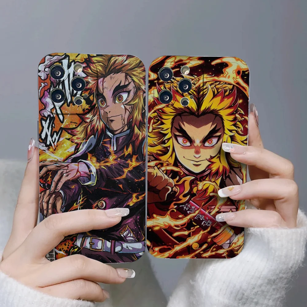 Rengoku Kyoujurou Demon Slayer Phone Case For IPhone 11 12 13 14 15 Plus Pro Max Anger Eyes Silicon Clear Soft Cover