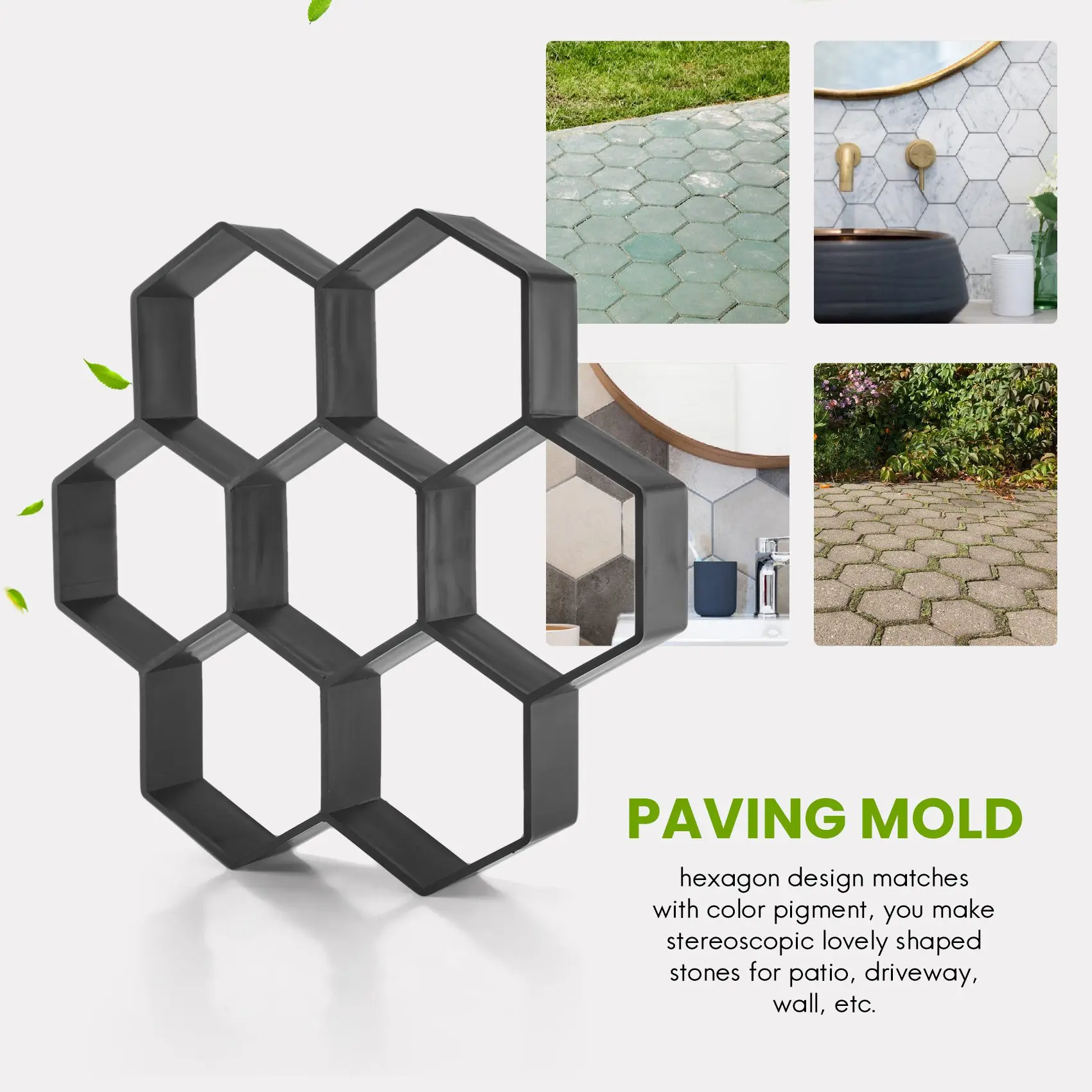 Paving MoldDIY Patio Walk Maker Stepping StoneคอนกรีตPaverแม่พิมพ์Reusable Path Makerแม่พิมพ์สวนปูหินแม่พิมพ์ 30*30 ซม.