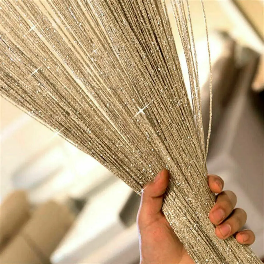 Shining Window Curtains Wedding Party Decoration Door Fly Screen Glitter String Curtain Hanging Beaded Curtains Screen Panel
