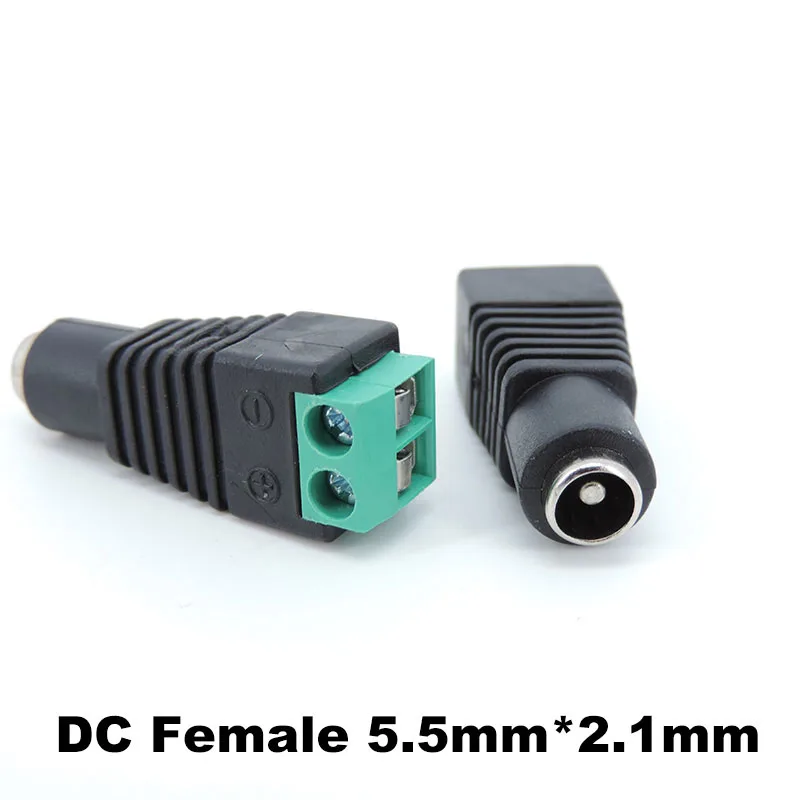 5pcs 5.5mmx2.1mm DC Female Male Power Plug Adapter Connector Power Jack Socket Adapter cable terminal for strip CCTV Cameras W1