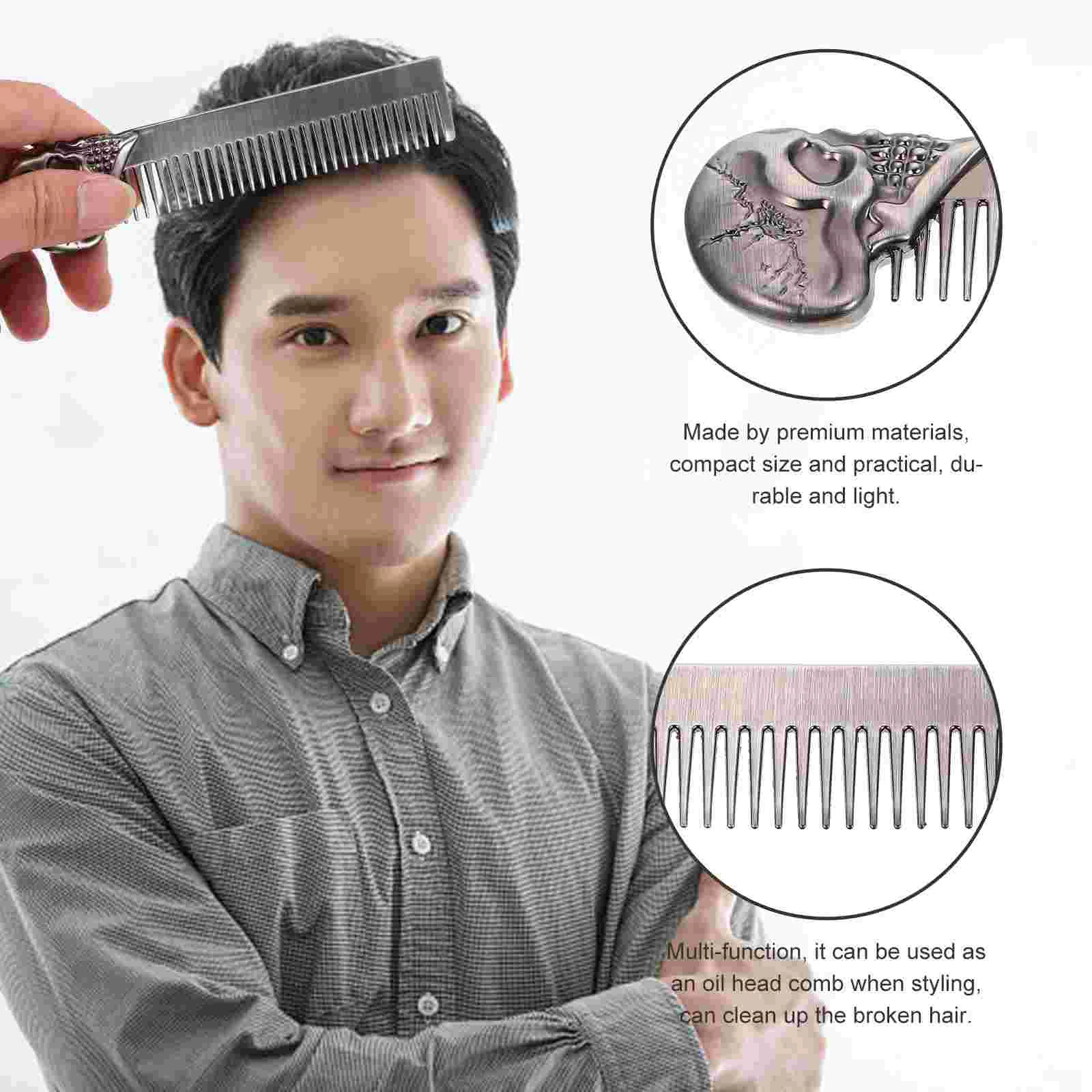 Comb Beard Oil Durable Pocket Men Hairdressing Accessory Portable Stainless Steel Zinc Alloy Golden Man