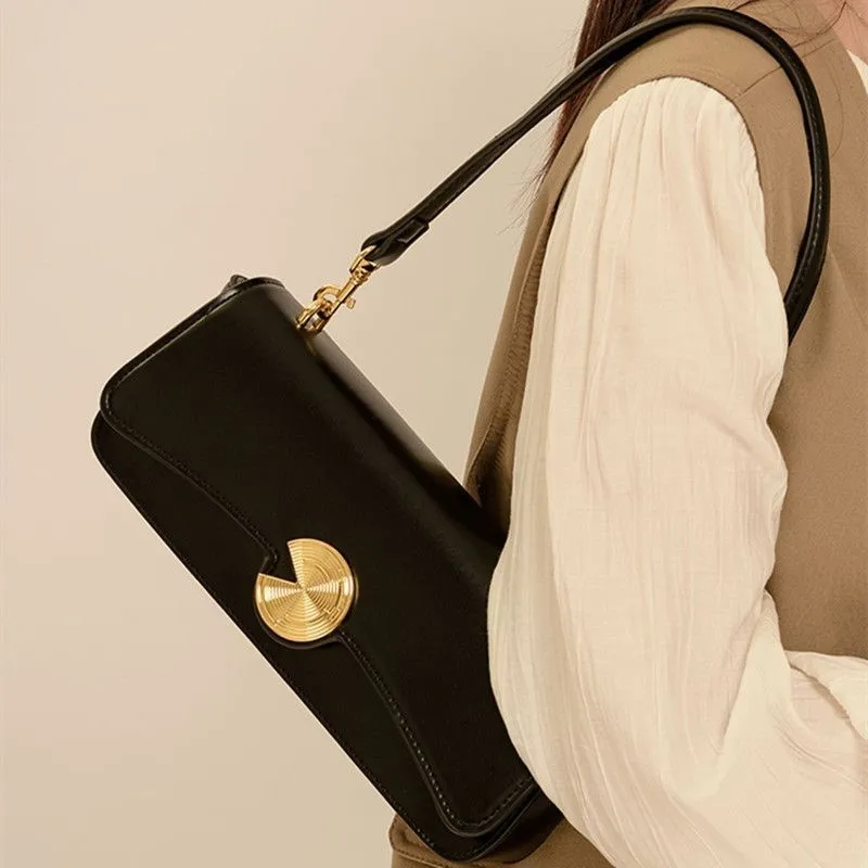

Elegant Metal Buckle Luxury Design Handbag Women Leather Large Capacity Shoulder Bag Ladies High End Underarm Crossbody Bag 2025