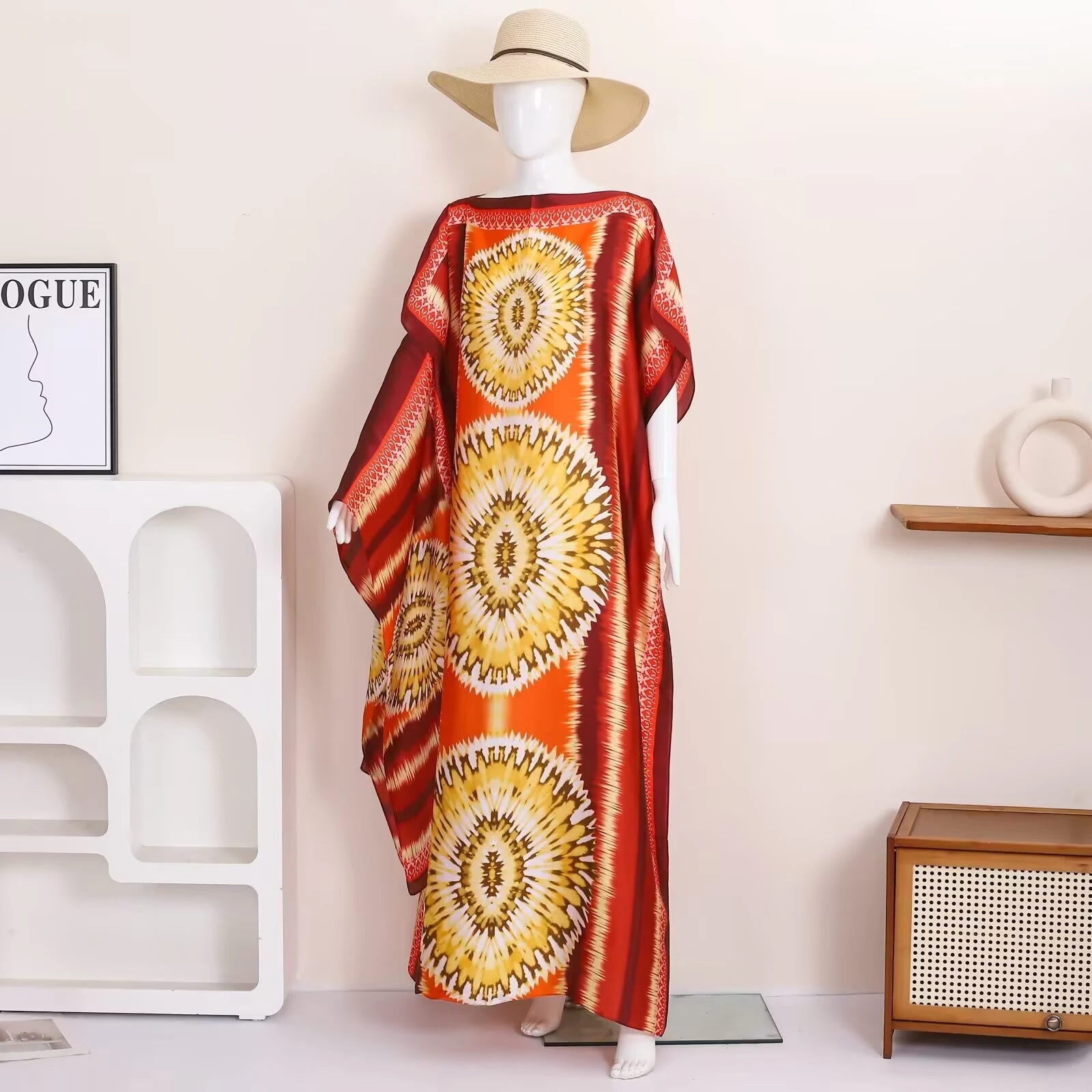 1 retro ethnic geometric print - Ethnic Fashion Dress ulasan dan harga