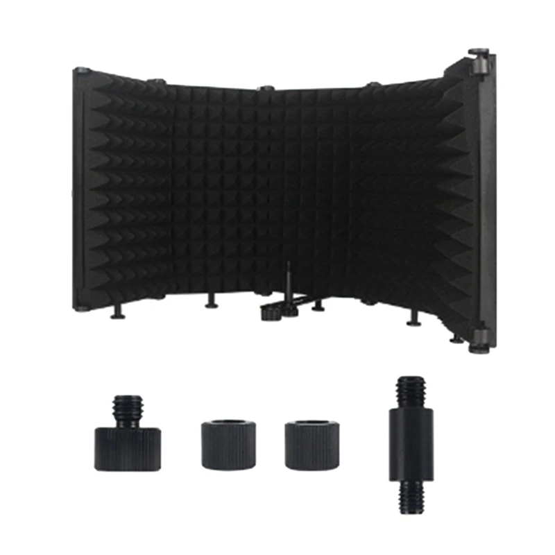 Adjustable 5 Panel Microphoneisolation Shield Foldable Studio Recording Mic Filter Mic Sponge Soundproof Shield