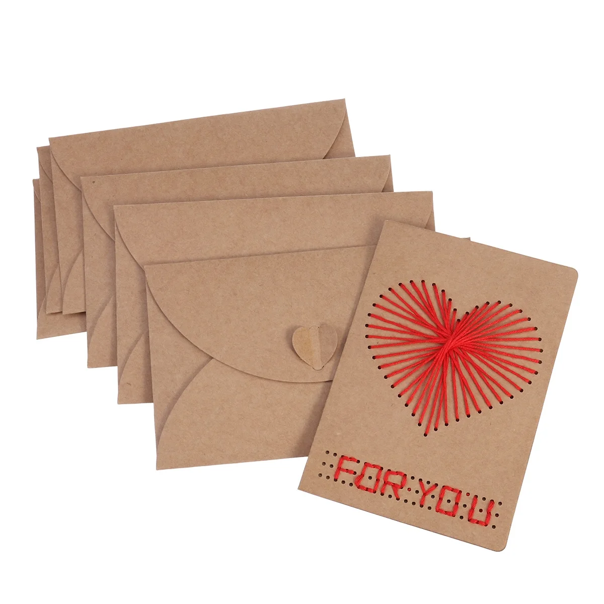 

6PCS Vintage Greeting Cards Thick Kraft Paper DIY Heart Pattern Christmas New Year Mother's Day Anniversary Wedding Holiday