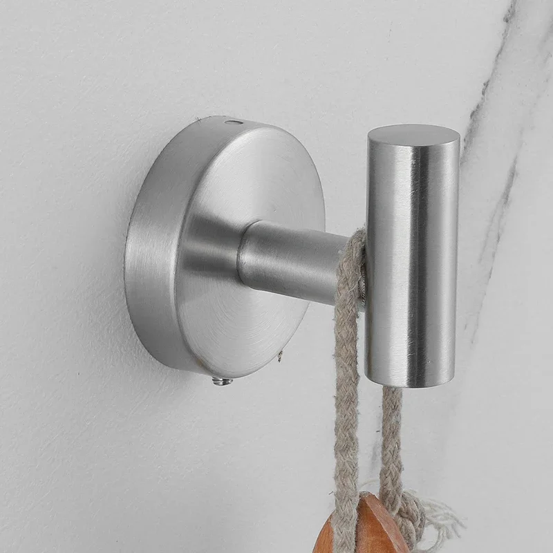 Juego de accesorios de baño de montaje en pared, color negro mate, barra de toalla de acero inoxidable, anillo de toalla, soporte de papel, gancho,