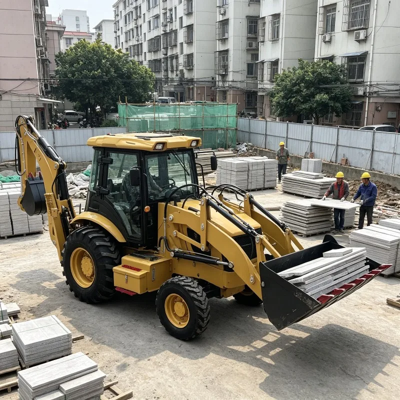 Reliable Backhoe Loader with Overload Protection System for Pushing Loading Materials with Safe Heavy Load Operation Customized