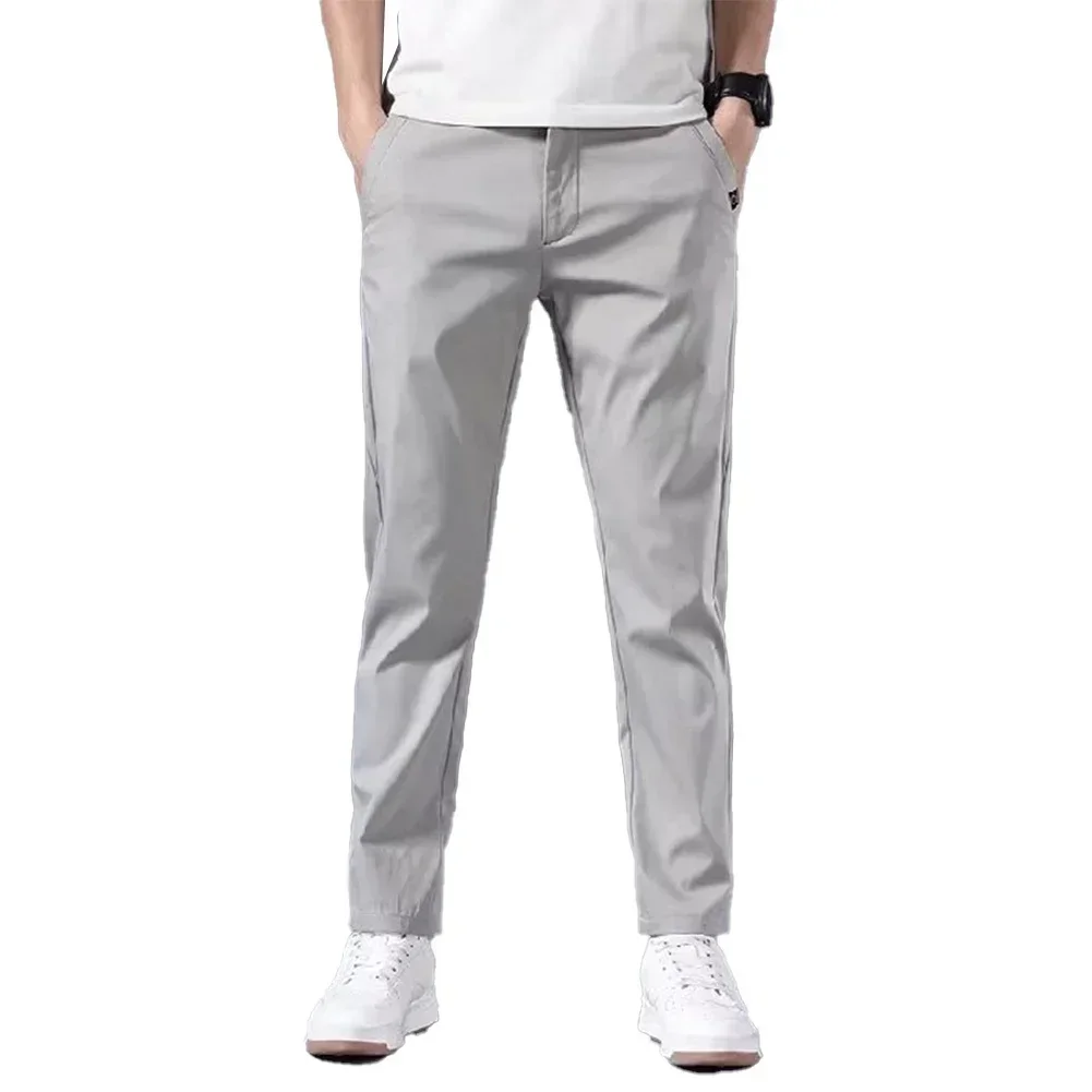 Mens Slim FIT Stretch Chino Trousers Casual Flat Front Flex Classic Full Pants Outdoor Sports Soft Daily Business Pants