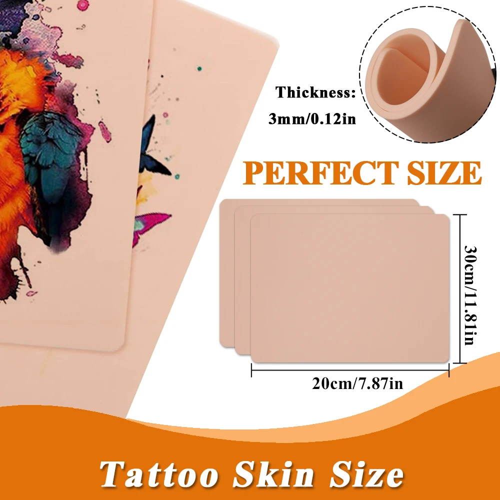 8/5/3/2/1pcs Large Size 3mm Tattoo Practice Skin Silicone Eyebrow Training Fake Skin for Tattoo Beginner Tattoo Accessories