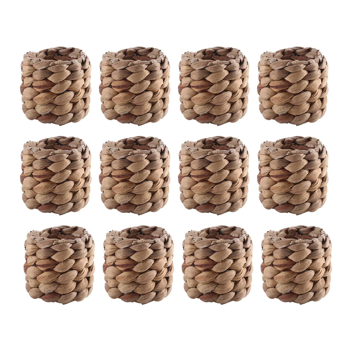 

Water Hyacinth Napkin Rings Set of 12, Hand-Woven Farmhouse Napkin Rings, Rustic Napkin Rings for Birthday Party