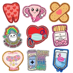 Medical Treatment Pattern Glitter Acrylic Flatback For DIY Phone Case Hair Bow Craft Supplies Cabochon Scrapbook