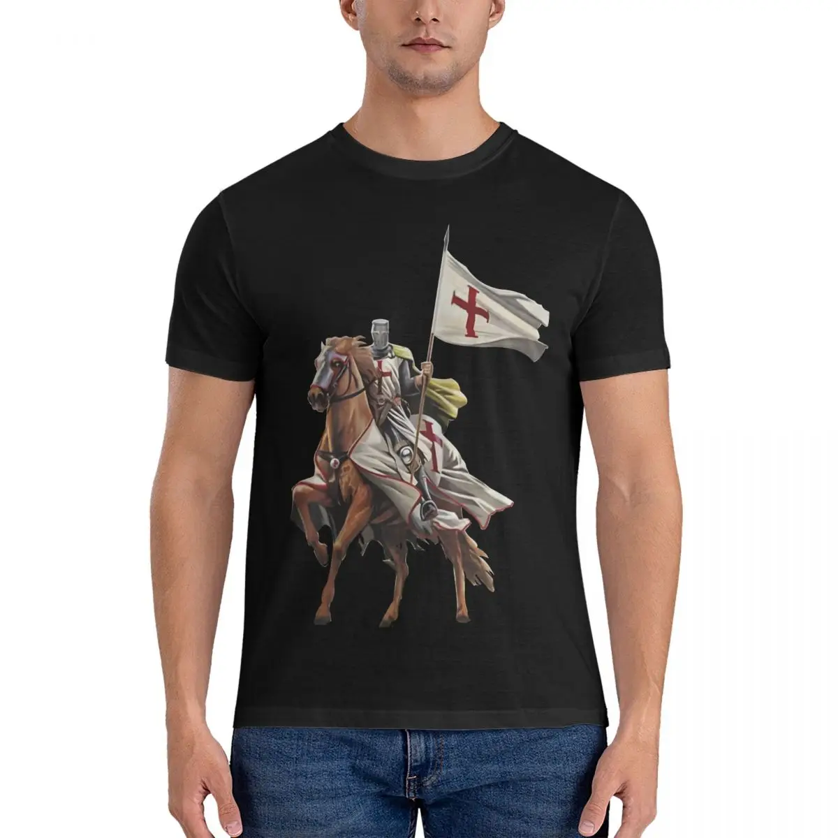 Men T-Shirt Battle Ready Funny 100% Cotton Tee Shirt Short Sleeve Knights Templar T Shirts Crew Neck Clothes New Arrival