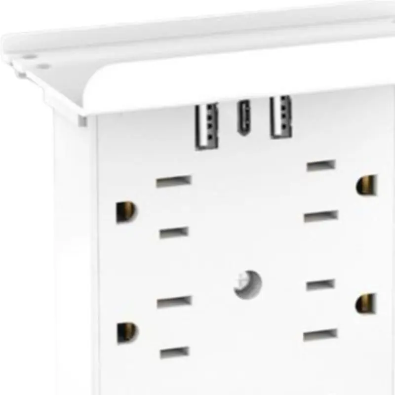 SYW-Wall Mountable Multi-Plug Outlet Extender With Night Light 10-In-1 For Home/Office Desk Organizer US Plug