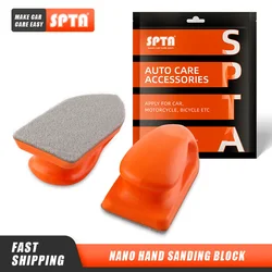 (Single Sale) SPTA Nano Hand Sanding Block Pad Sanding Disc Holder PU Leather Cleaning Brush Stains Removing Tool