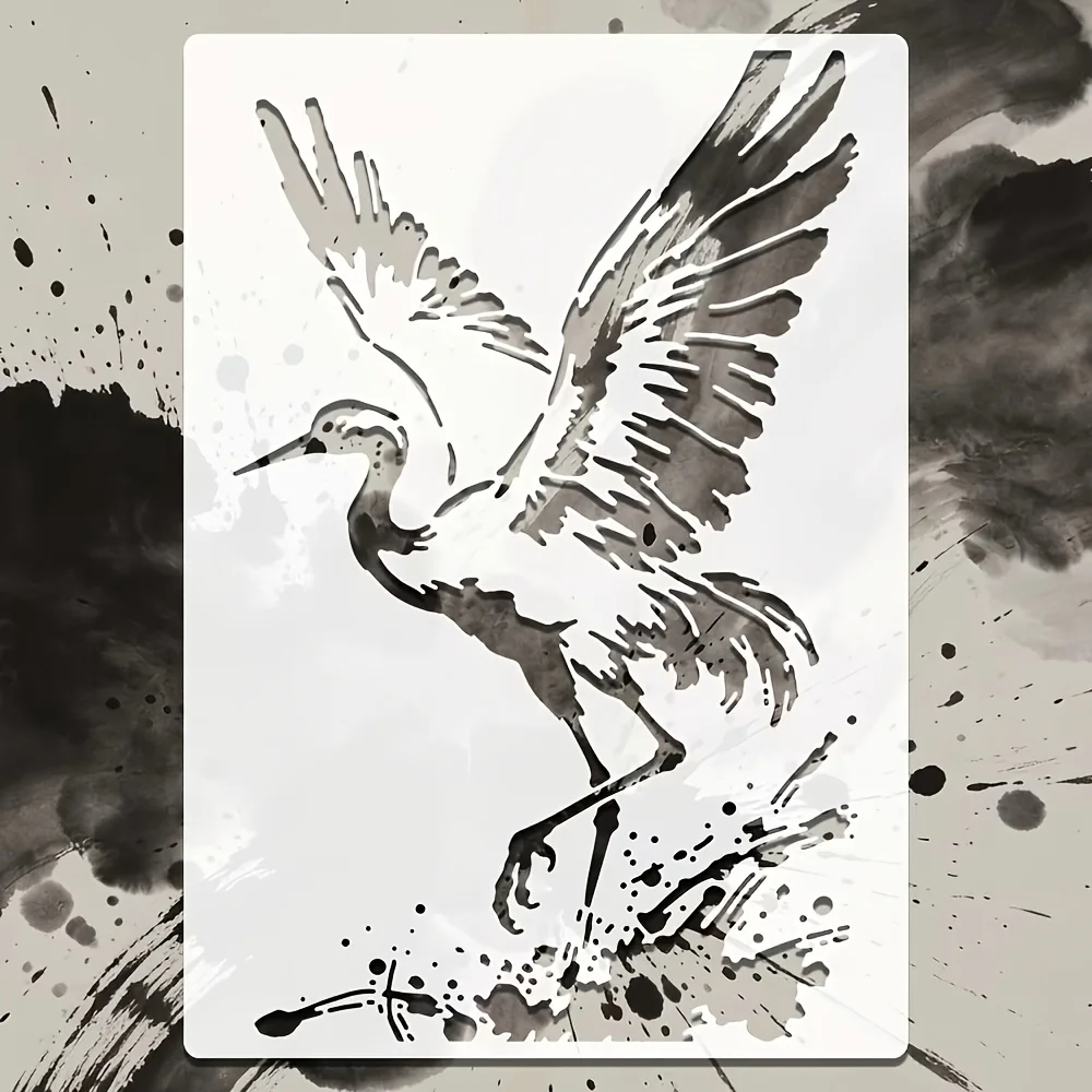 A4 29 *21cm Red-crowned crane DIY Stencils Wall Painting Scrapbook Coloring Embossing Album Decorative Paper Card Template.wall