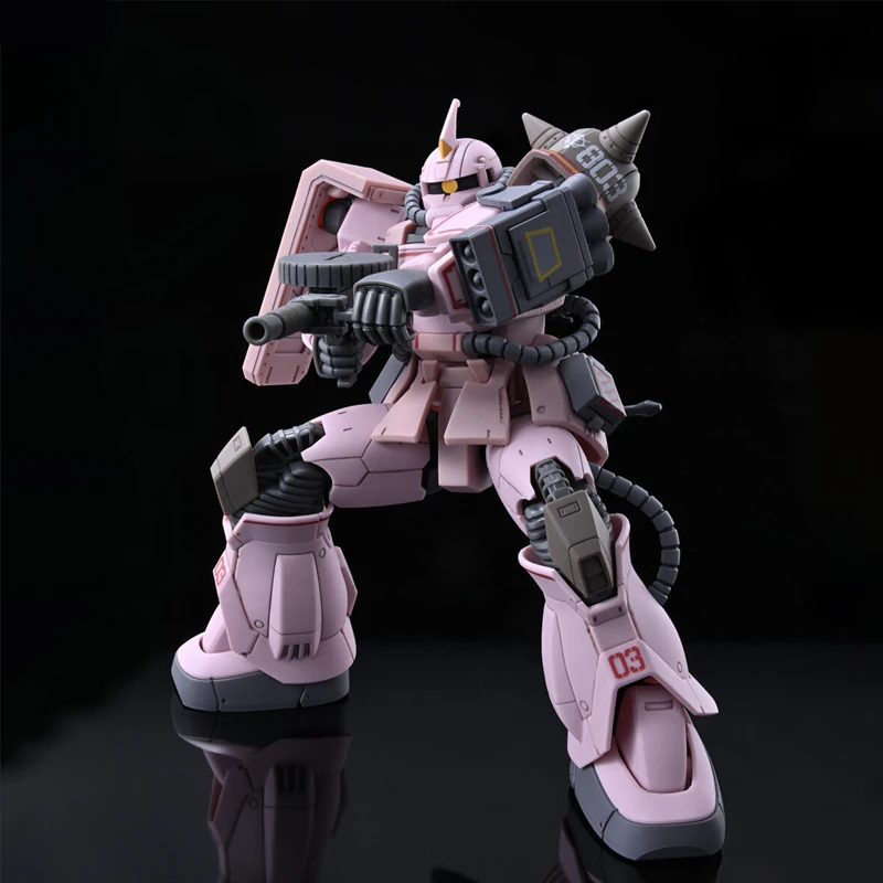Bandai ของแท้ HG MS-06D ZAKU DESERT ประเภทสีชมพู PANTHER FORCES กันดั้มอะนิเมะ Action Figure ประกอบของเล่นเครื่องประดับของขวัญเด็ก