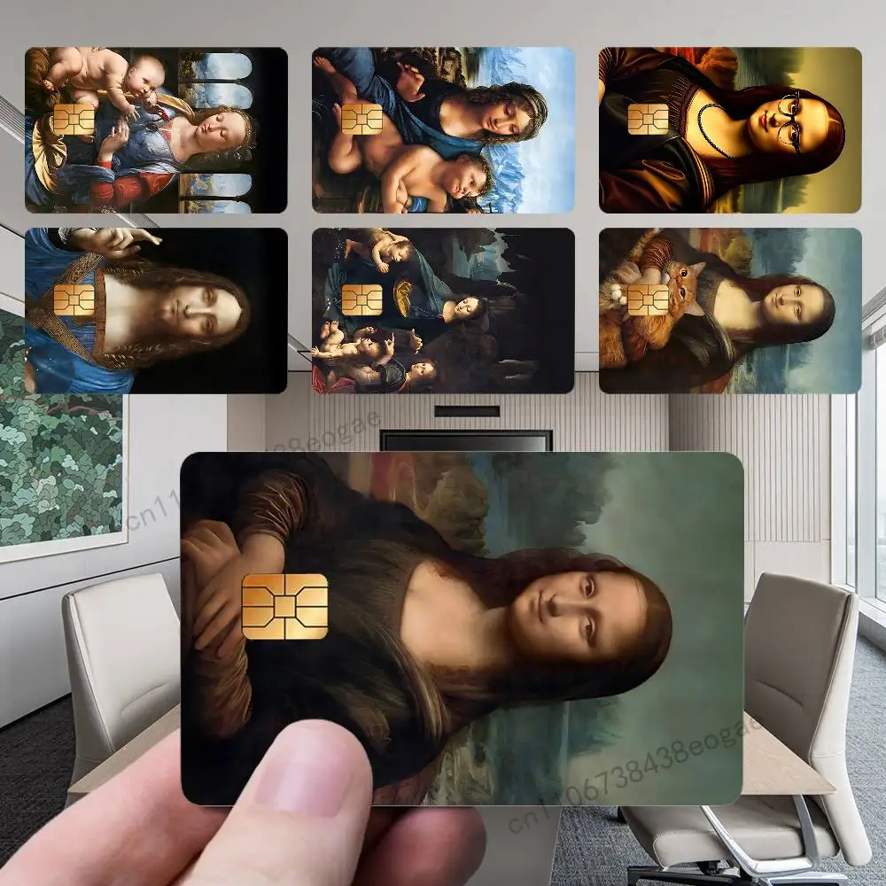 

Funny Art M-Mona L-Lisa Card Sticker PVC Film Skin Sticker For Debit Waterproof 4PCS Film Small Large Chip