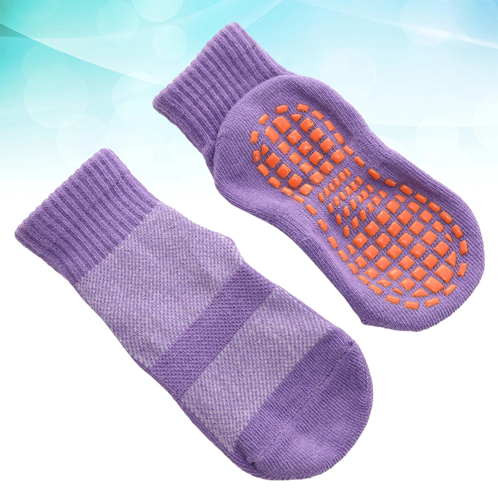 

3pcs Non-Slip Floor Socks 3 Pairs Children Cotton Trampoline Sock For Kids Soft Breathable Anti-Slip Sole Lavender S Fit 1-4