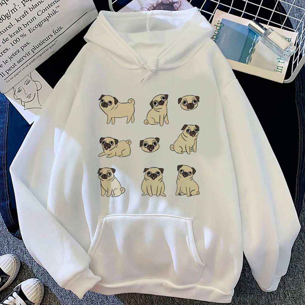 Pug-sudaderas con capucha para mujer, ropa de calle Kawaii, sudaderas góticas, 2023