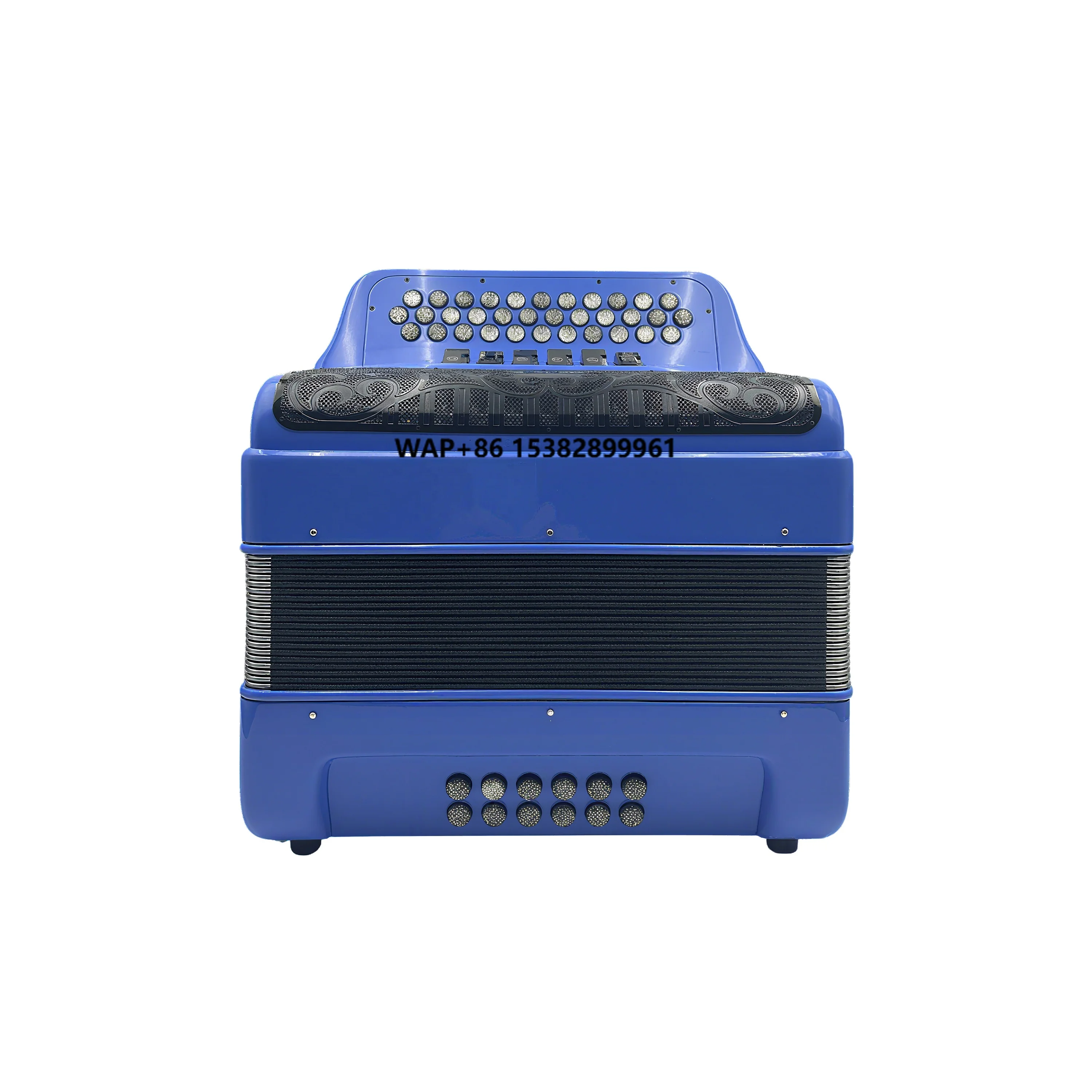 

SEASOUND Professional 34-Button 12-Bass 6-Registers Royal Blue Accordion with Black Grill and Silver Buttons OEM JB3412E Model
