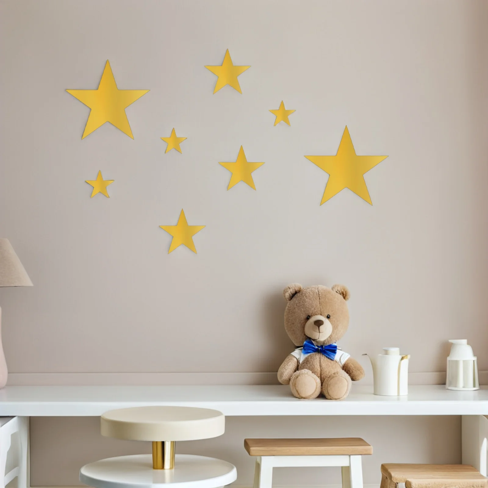 

10Pcs Gold Foil Star Wall Stickers Glitter Self Adhesive Peel Stick Nursery Room Bedroom Living Room Wall Decals Creative