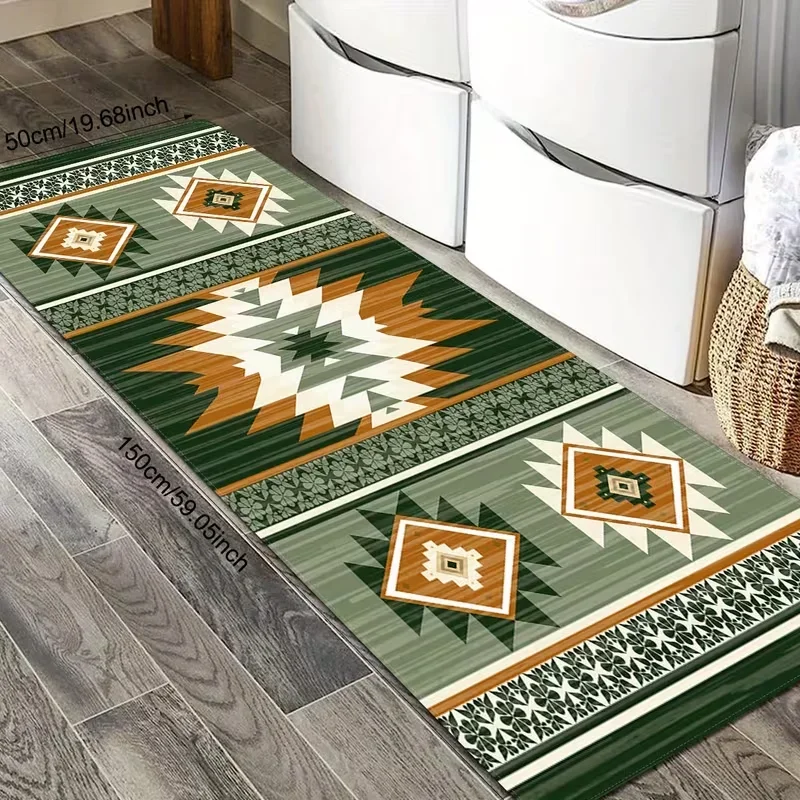 Featuring A Bohemian Ethnic Design Floor Mat, Kitchen Rug Floor Mat for In Kitchens, Hallways, Laundry Room Corridor Floor Mats