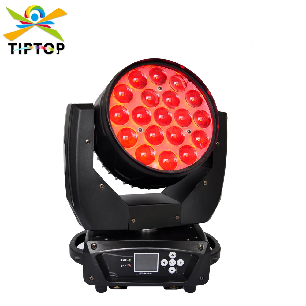 

TIPTOP 19X15W RGBW 4IN1 Color Stage DMX Led Moving Head Light 24/16 Channels Pixel Color Control Spot Wash 2IN1 Disco Club DJ