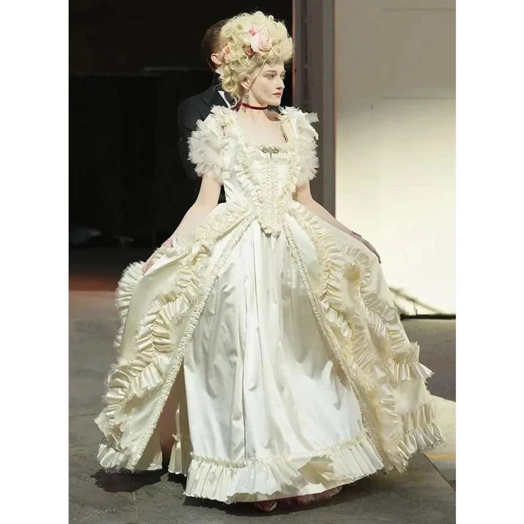 Disfraz de Julia María Antonieta hecho a medida para mujer, vestido de novia gótico rococó Marie Beige, vestido de corte de Halloween