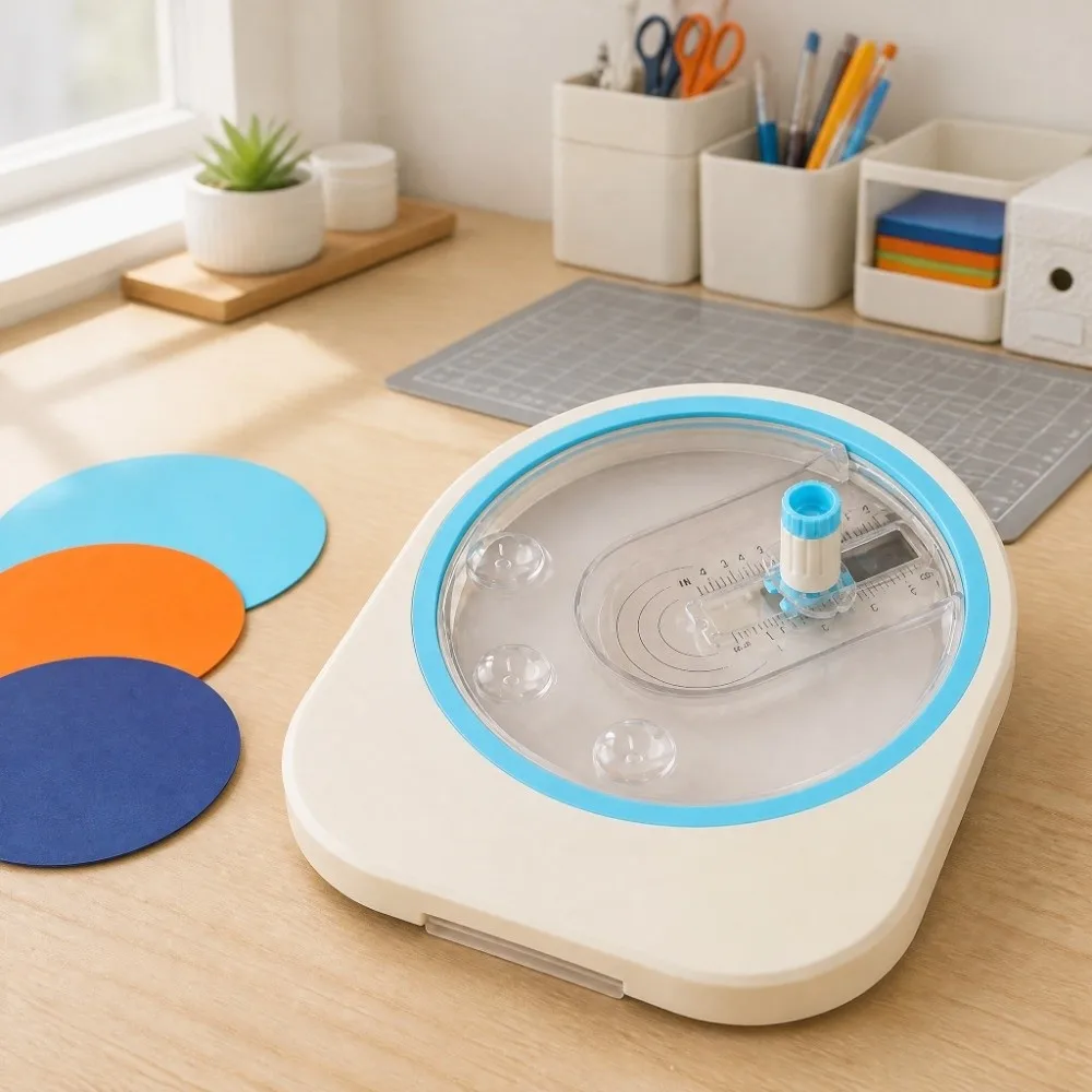 Disc 360° Rotating Circle Cutter 2-10cm Diameter Adjustable Circle Punch Multiple Sizes Heavy-Duty Circular Paper Cutter Manual