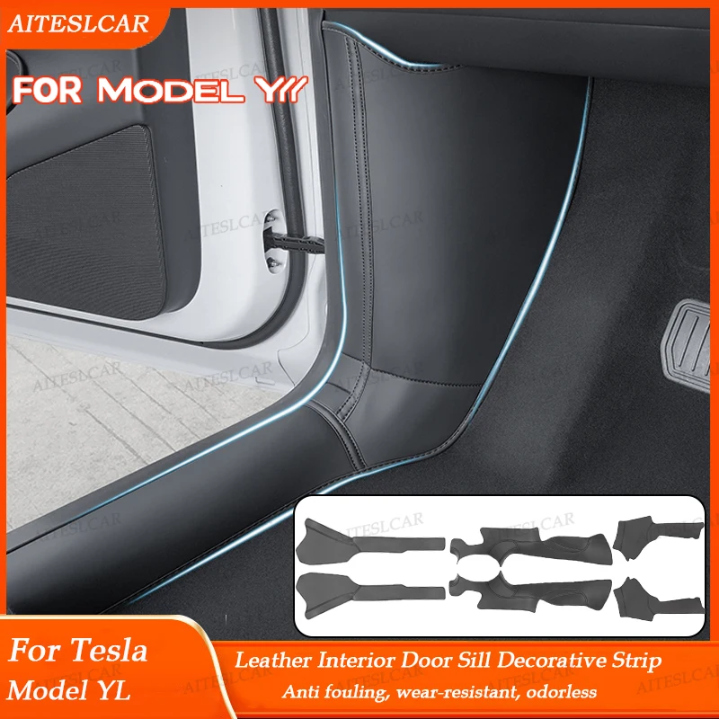 

For Tesla Model Y L Launch 2026 + Front Rear Door Sill Guard Anti Scratch Dirt Resistant Threshold Strips Interior Accessories
