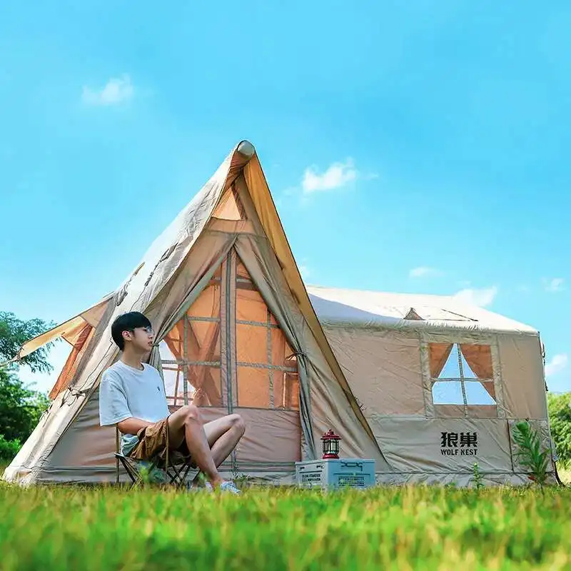 Acampamento ao ar livre portátil automático rápido proteção contra chuva acampamento piquenique cabana tipo vinil tenda iatável