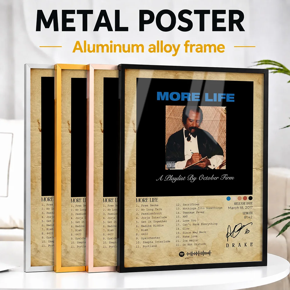 Drake - More Life Album Cover Metal Poster With Aluminum Alloy Frame Personalized Hip Hop Tribute Wall Art For Room And Fan Gift