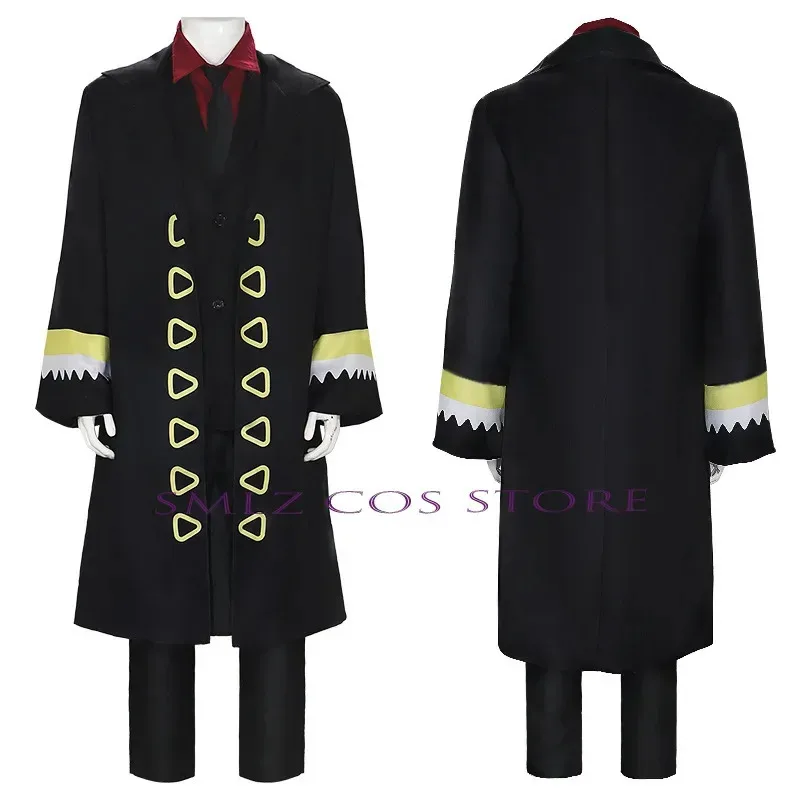 Película fuerte mundo Cosplay Luffy uniforme negro disfraz de Anime gabardina Top pantalones traje fiesta de Halloween nueva ropa para hombres