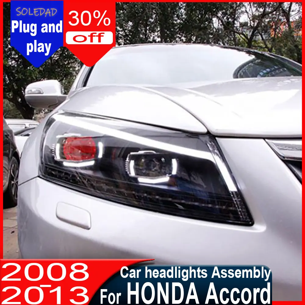 For Honda Accord 8th 2008 2009 2010 2011 2012 headlights Upgrade Modified New DRL Dynamic Turn Signal LED Headlight Accessories
