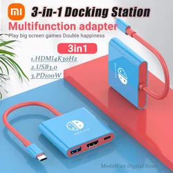 Xiaomi USB C To Hdmi Multiport Adapter 3-In-1 Type-C Hub Thunderbolt 3 To Hdmi 4K Output 100W Pd Port For Nintendo Switch New