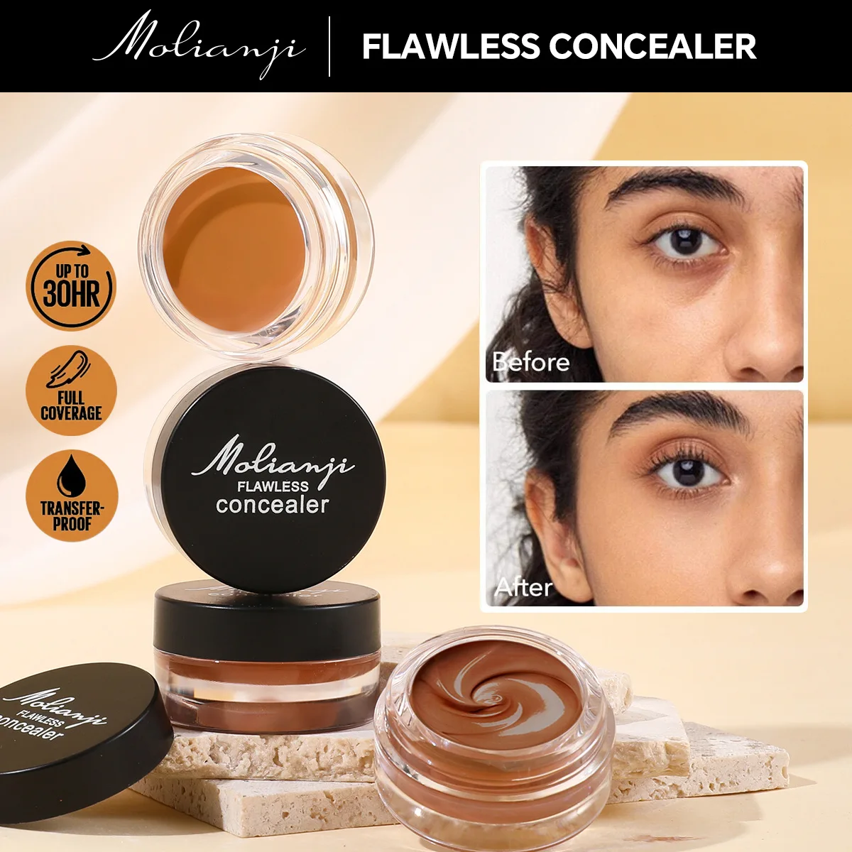 Corrector iluminador del tono de la piel cubierta impermeable marca de acné cara pecas manchas ojeras debajo del contorno de ojos base maquillaje