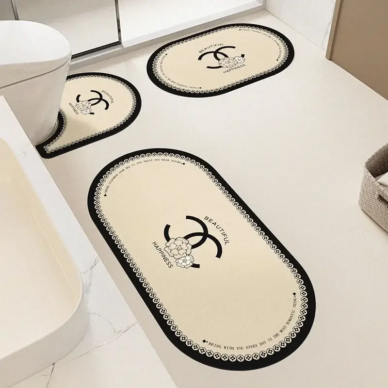 

VIKAMA 3pcs Bathroom Floor Mat Diatomite Toilet Floor Rug Household Strong Water Absorption Toilet Carpet Home Decor