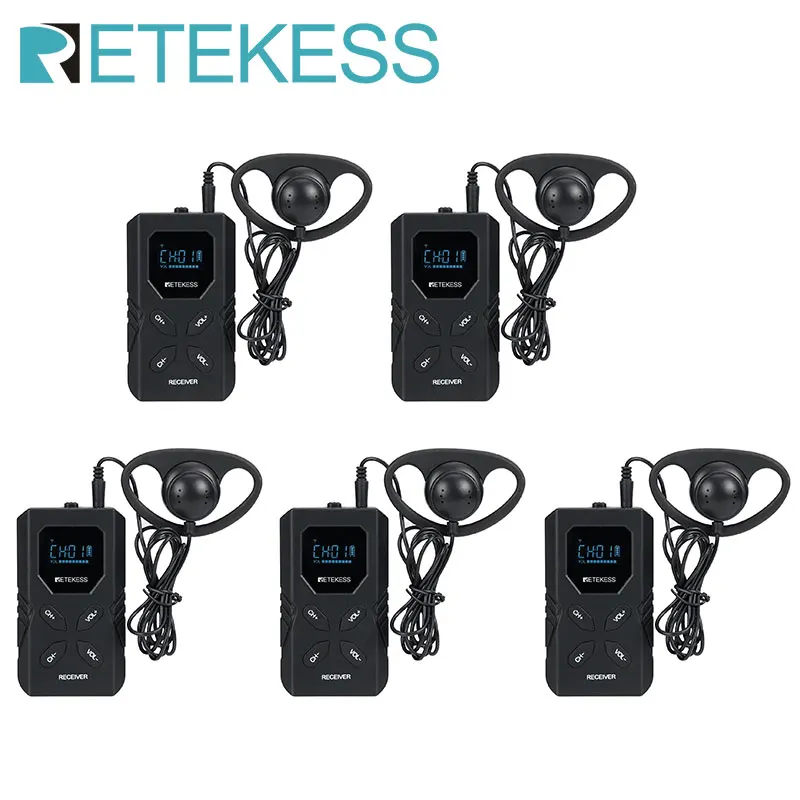 

Retekess 5Pcs TT118 FM Audio Receivers Wireless Tour Guide System For Church Conference translator Excursion Factory Visting