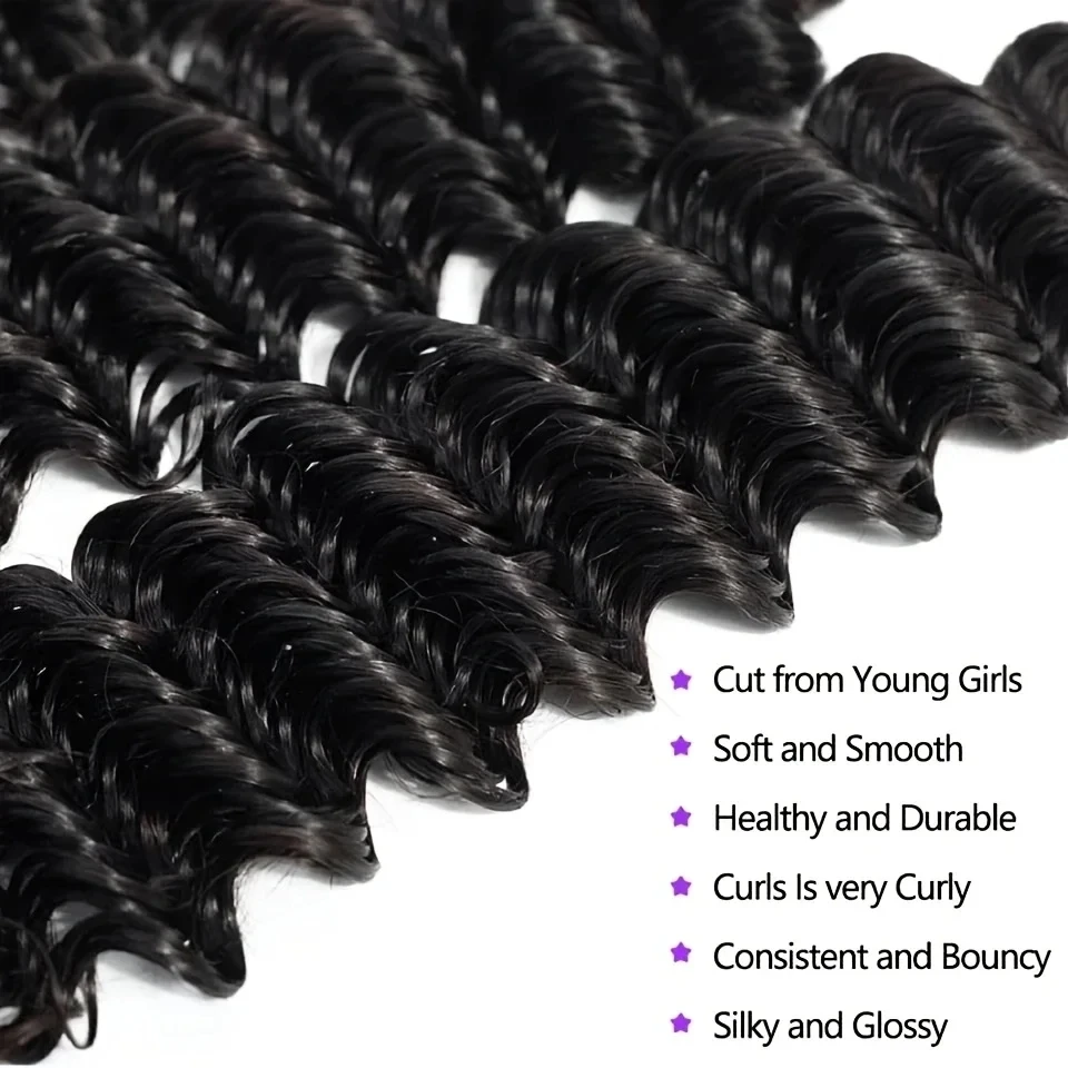 Deep Wave Bundles 100% Human Hair 28 30 Inch Curly Hair Extensions For Women Brazilian Raw Remy Weaving Raw Human Hair Bundles image 4