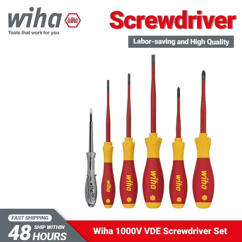 Wiha 1000V VDE Insualted Screwdriver Set SoftFinish Electric SlimFix Phillips Slotted PH1 PH2 High Quality and Long Life Service