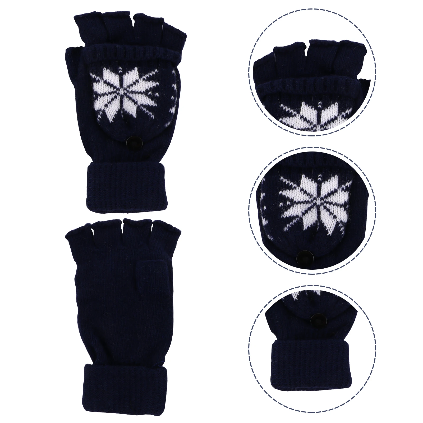 

Heated Gloves Snowflake Pattern Winter Hands Warmer Thermal Fingerless USB Half Yarn Mitten Elastic